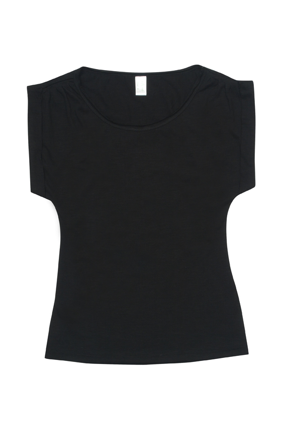 Ladies Wide and Distressed Rib Neck Tee