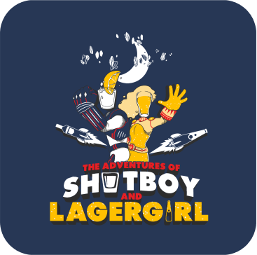 The Adventures of Shotboy Lagergirl Pub Crawl Design